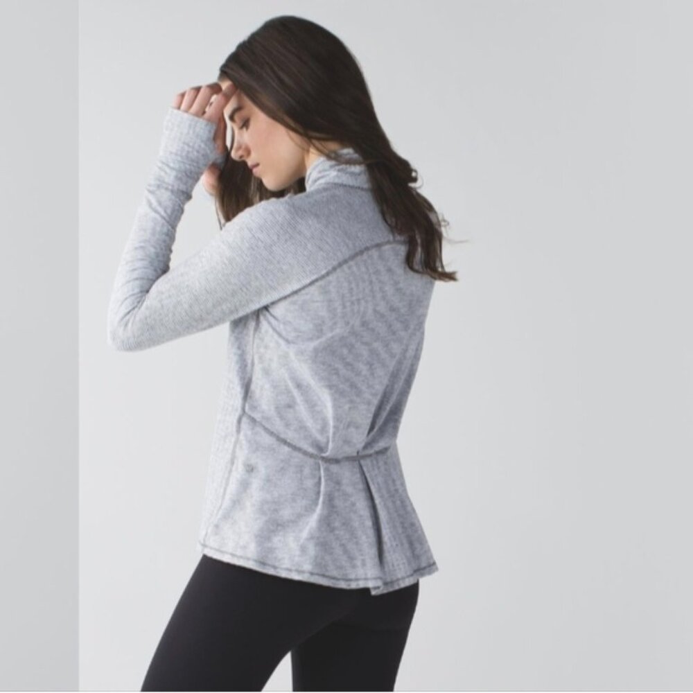 Lululemon Warm Your Core Long Sleeve Tee Tonka Stripe Heathered Slate White